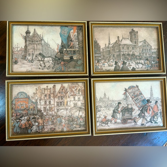Vintage Framed Anton Pieck Reproduction Prints- Set of 4 - Picture 1 of 5